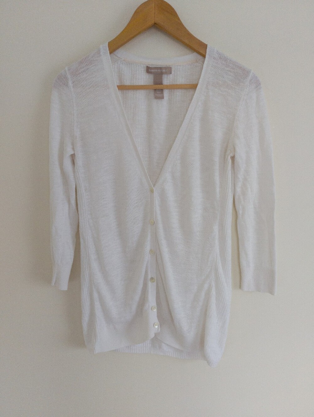 Banana Republic Lin Airy Linen Rayon Blend Cardigan White Medium